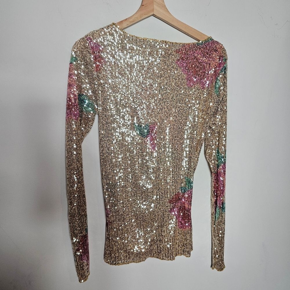NWT Free People Intimately Free People Gold Sequin Rose Motif Top Various Sizes - Picture 3 of 9